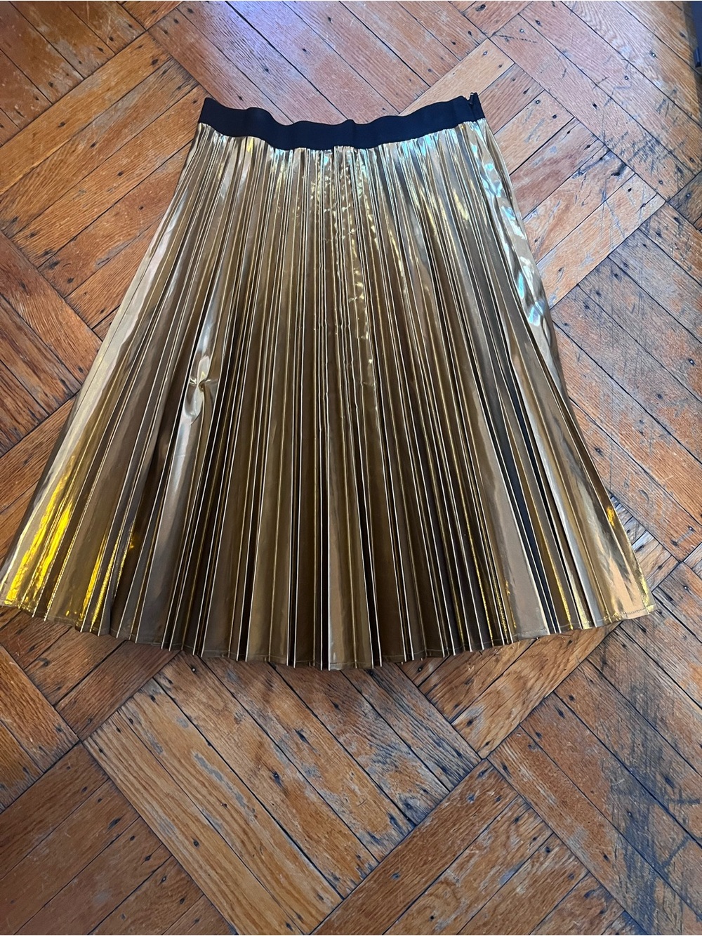 DKNY Pleated Metallic Gold Women’s Skirt